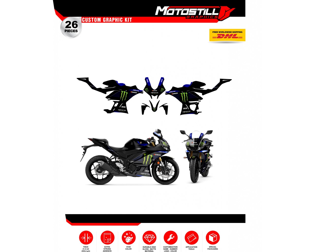 YAMAHA R25 / R3 GRAPHIC STICKER SET DECAL KIT