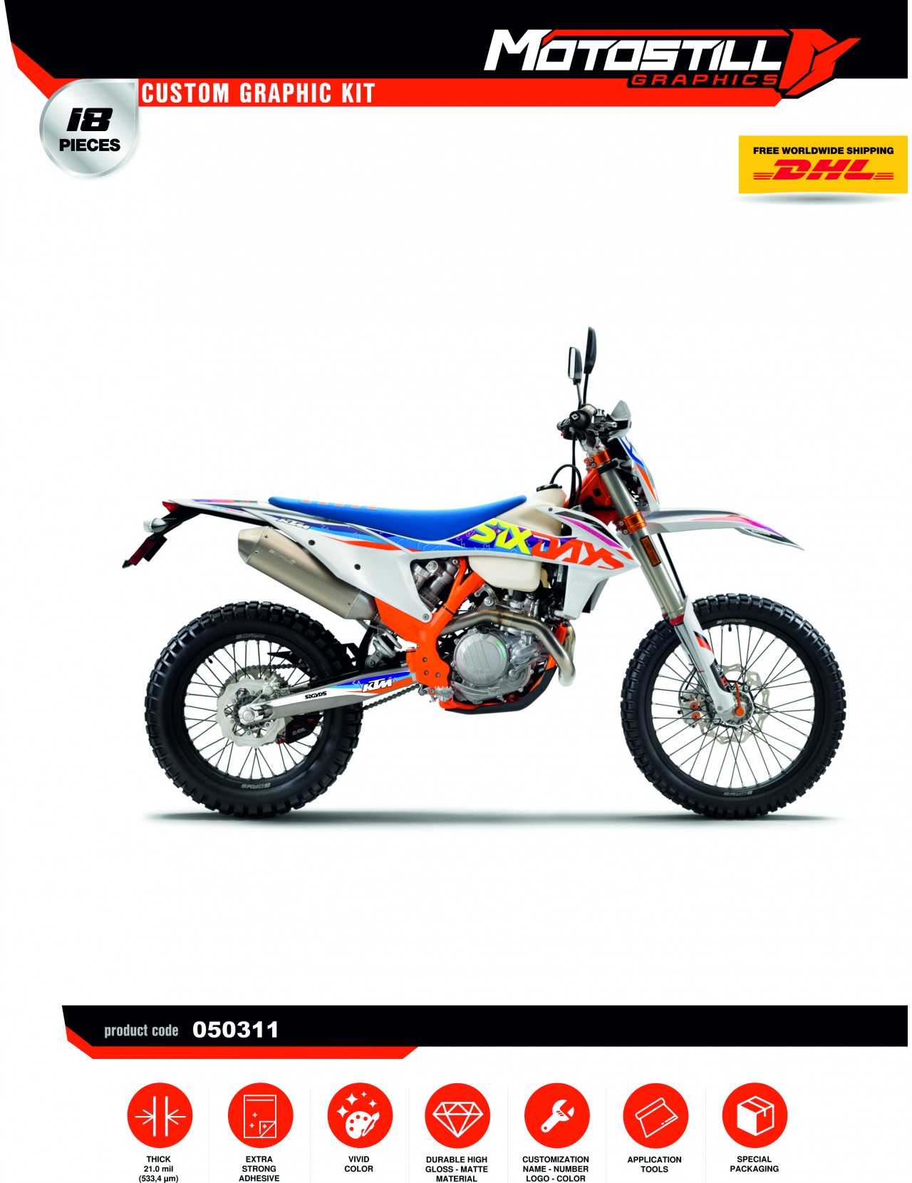 KTM EXC-XC-SX / 2009-2022 GRAPHIC STICKER SET DECAL KIT 