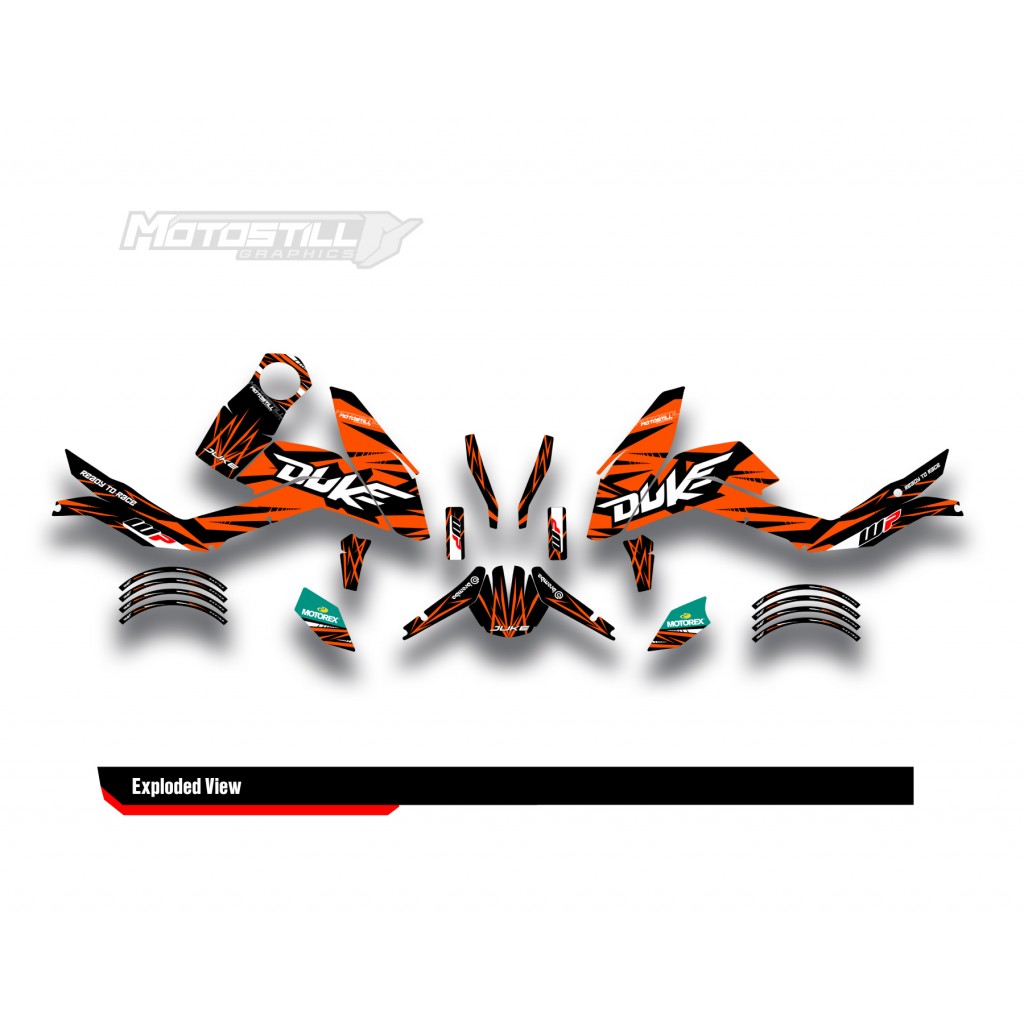 KTM DUKE 125 - 200 - 250 - 390 / 2011 - 2016 GRAPHIC STICKER SET - DECAL KIT 