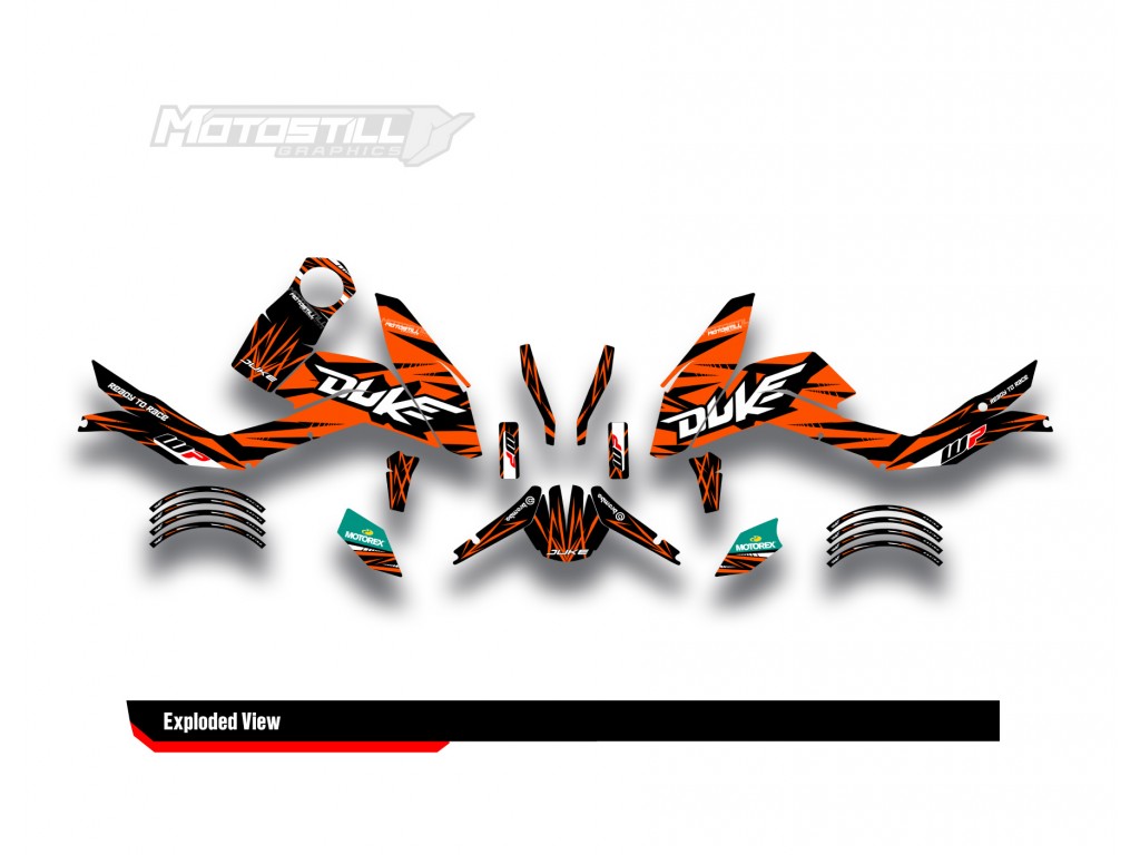 KTM DUKE 125 - 200 - 250 - 390 / 2011 - 2016 GRAPHIC STICKER SET - DECAL KIT 