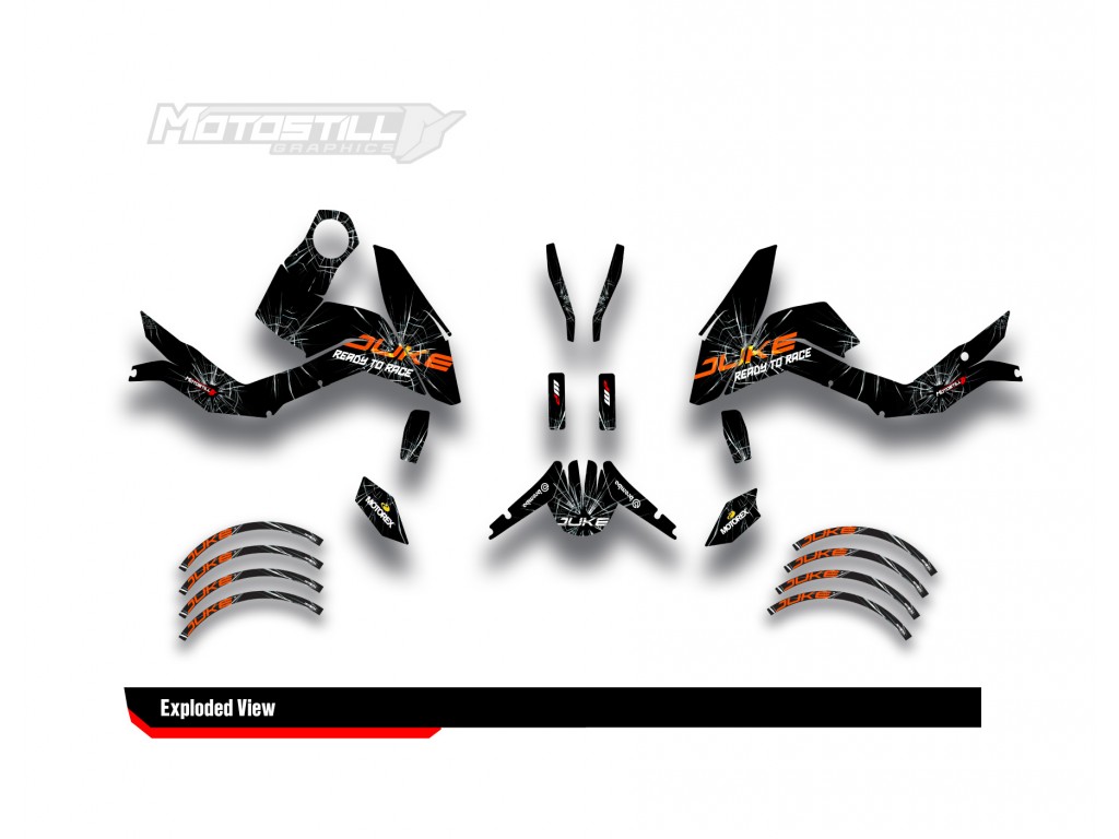 KTM DUKE 125 - 200 - 250 - 390 / 2011 - 2016 GRAPHIC STICKER SET - DECAL KIT 