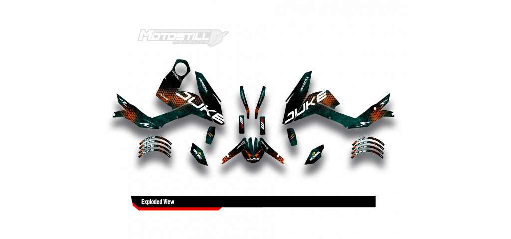 KTM DUKE 125 - 200 - 250 - 390 / 2011 - 2016 GRAPHIC STICKER SET - DECAL KIT 