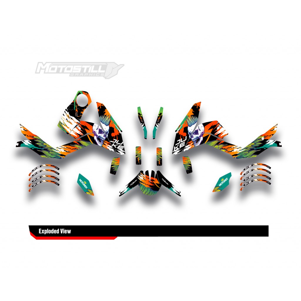 KTM DUKE 125 - 200 - 250 - 390 / 2011 - 2016 GRAPHIC STICKER SET - DECAL KIT 