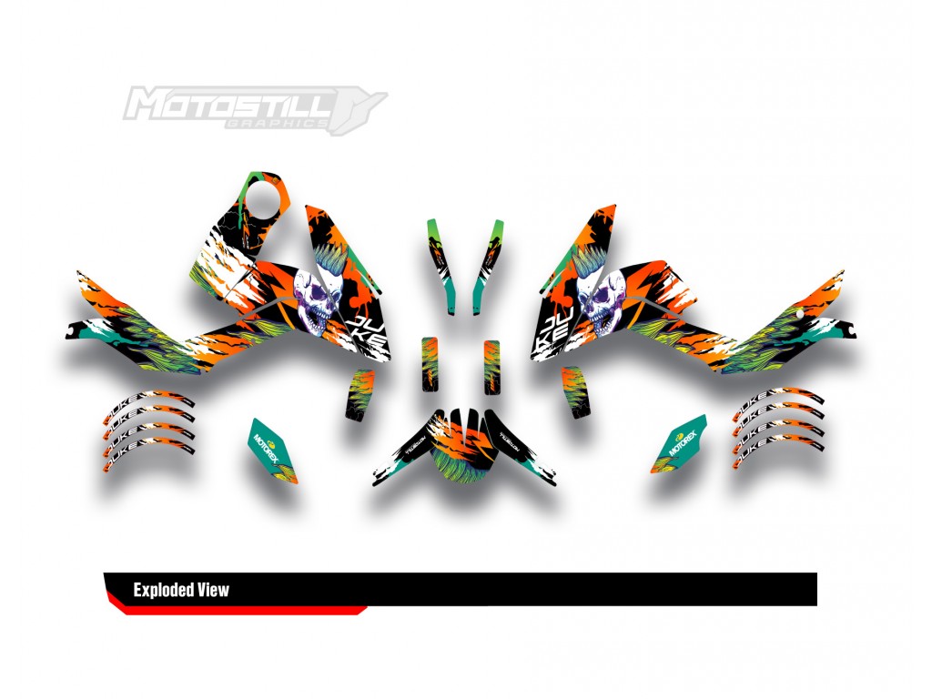 KTM DUKE 125 - 200 - 250 - 390 / 2011 - 2016 GRAPHIC STICKER SET - DECAL KIT 