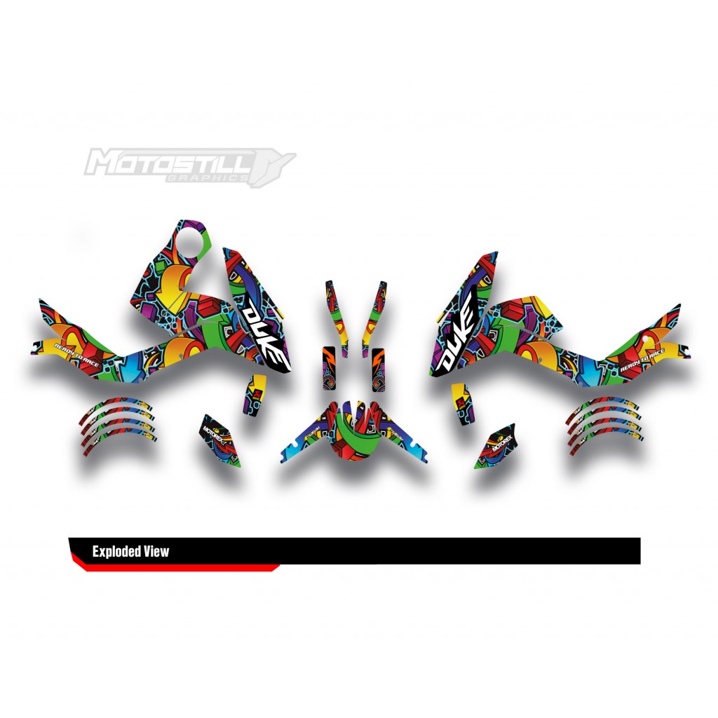 KTM DUKE 125 - 200 - 250 - 390 / 2011 - 2016 GRAPHIC STICKER SET - DECAL KIT 