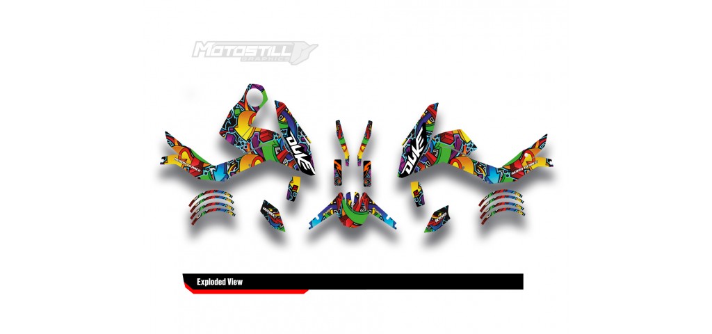 KTM DUKE 125 - 200 - 250 - 390 / 2011 - 2016 GRAPHIC STICKER SET - DECAL KIT 