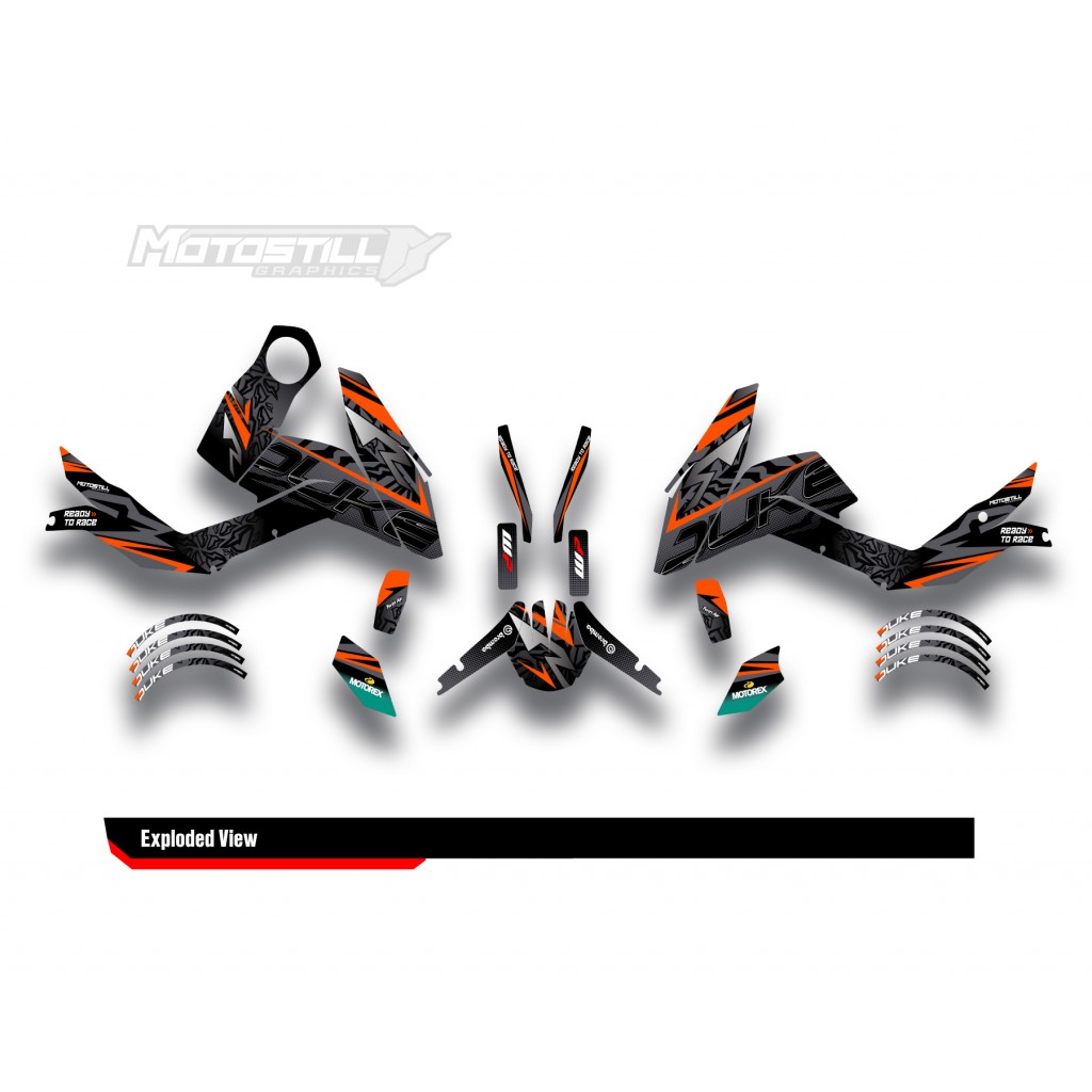 KTM DUKE 125 - 200 - 250 - 390 / 2011 - 2016 GRAPHIC STICKER SET - DECAL KIT 