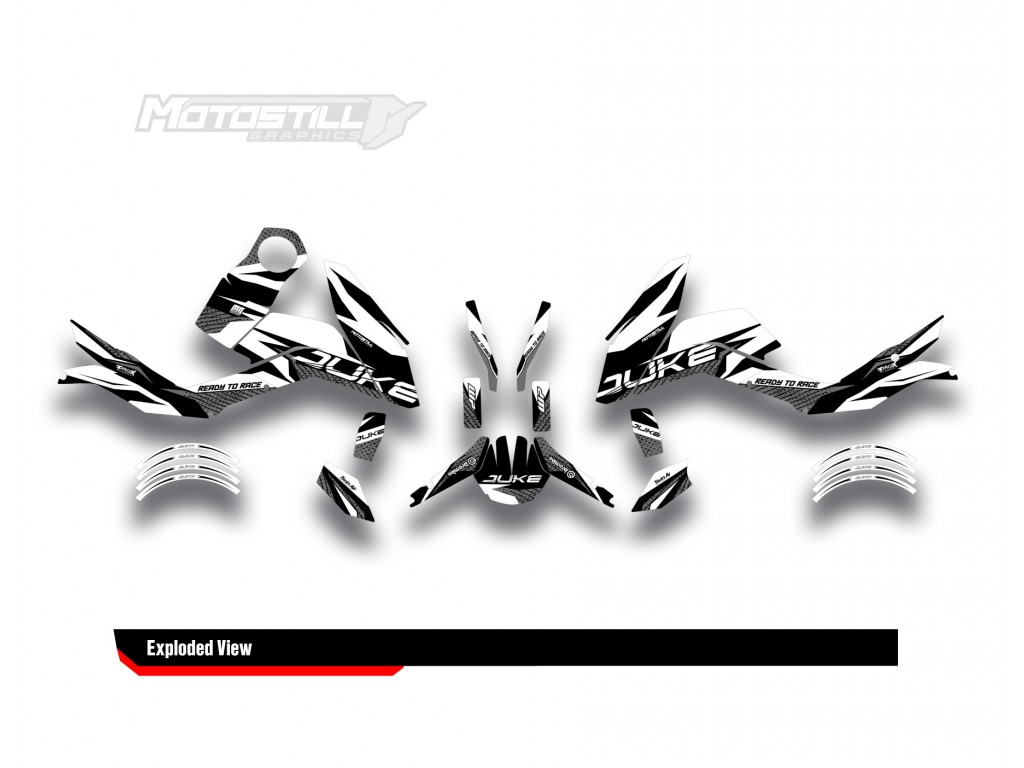 KTM DUKE 125 - 200 - 250 - 390 / 2011 - 2016 GRAPHIC STICKER SET - DECAL KIT 