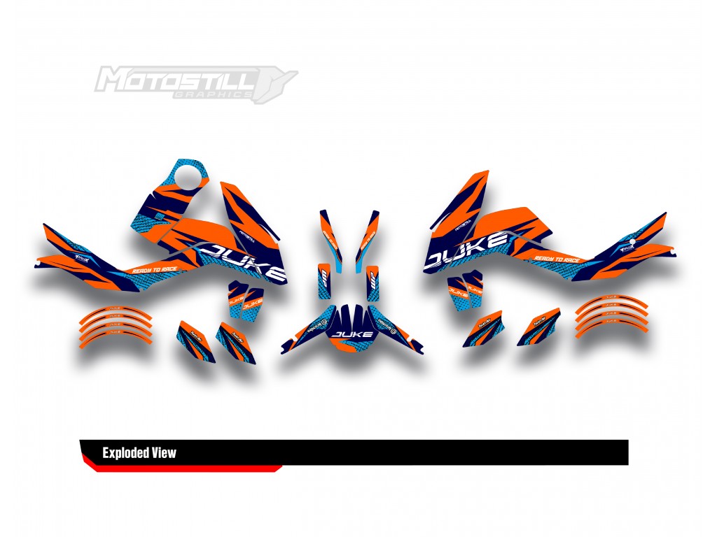 KTM DUKE 125 - 200 - 250 - 390 / 2011 - 2016 GRAPHIC STICKER SET - DECAL KIT 