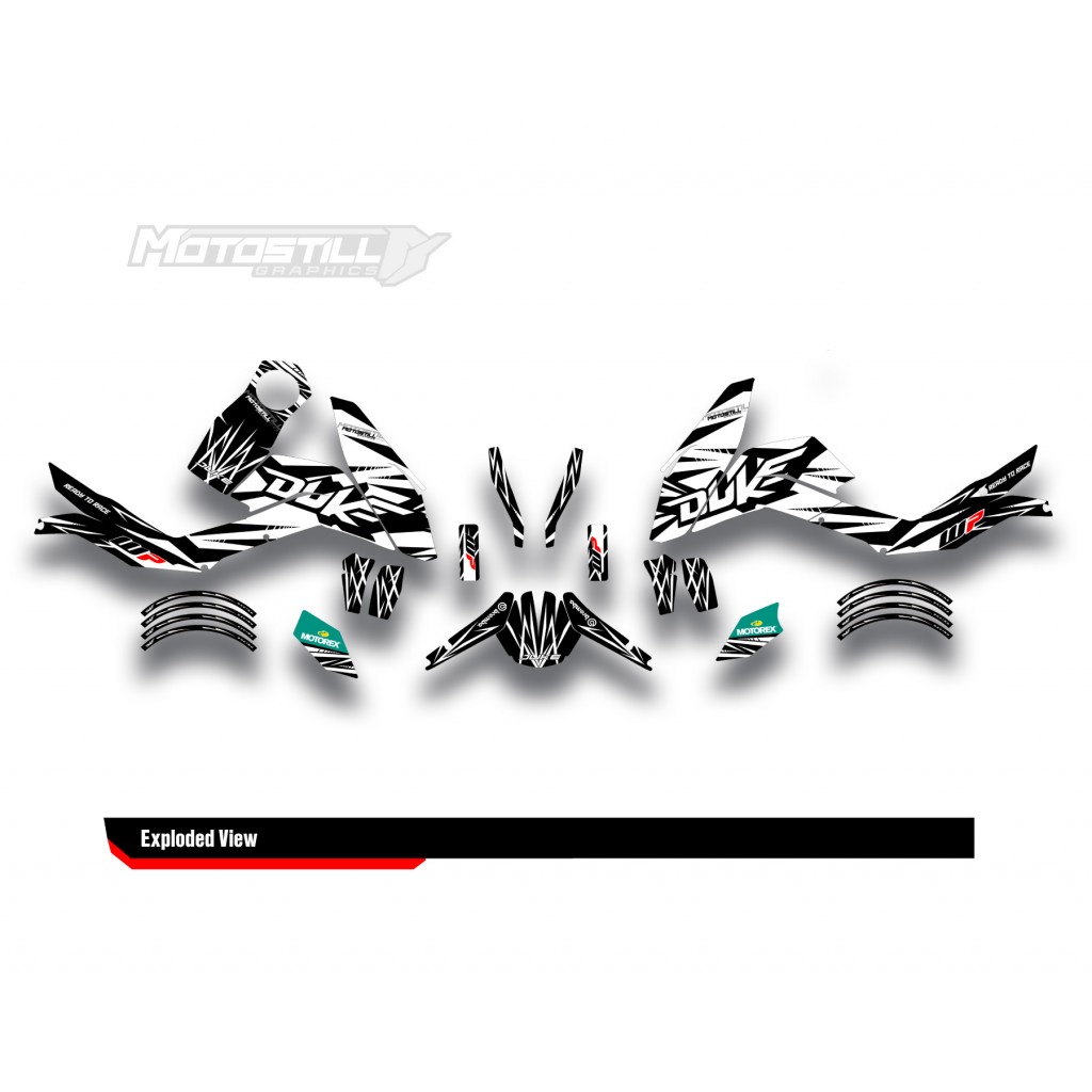 KTM DUKE 125 - 200 - 250 - 390 / 2011 - 2016 GRAPHIC STICKER SET - DECAL KIT 