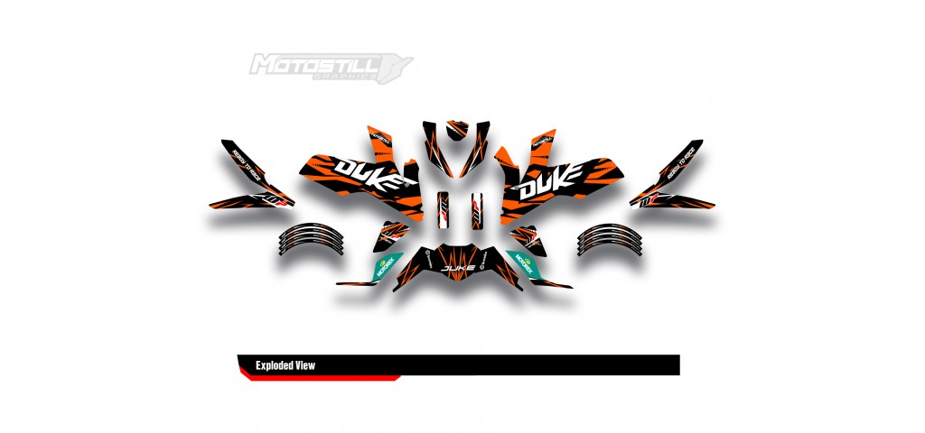 KTM DUKE 125-200-250-390 / 2017-2022 GRAPHIC STICKER SET - DECAL KIT 
